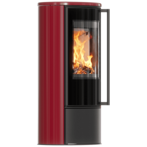 Piec stalowy ERIK Ø 150 5,5 kW kafel bordowy, pokrywa z kafli