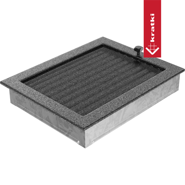 Kratka wentylacyjna 22x30 czarno-srebrna z żaluzją