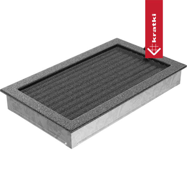Kratka wentylacyjna kominkowa 22x37 czarno-srebrna z żaluzją