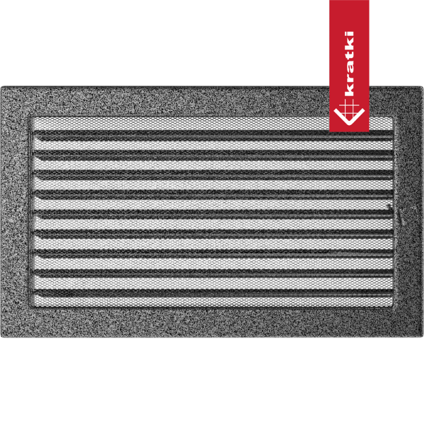 Kratka wentylacyjna kominkowa 22x37 czarno-srebrna z żaluzją