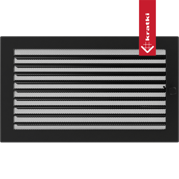 Kratka wentylacyjna kominkowa 22x37 czarna z żaluzją
