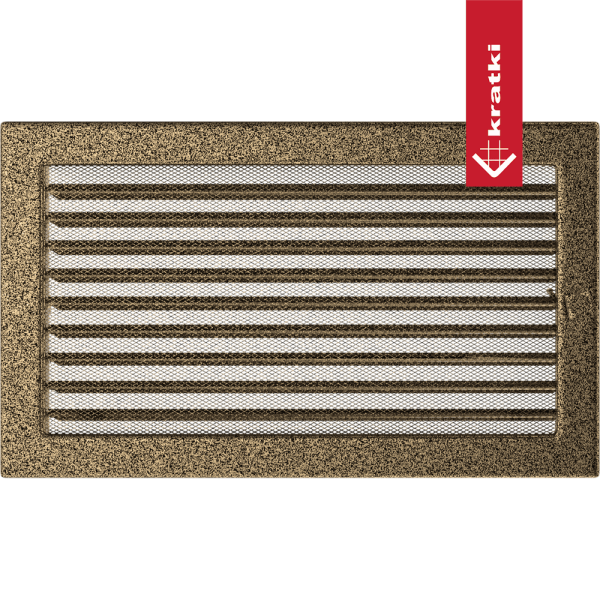 Kratka wentylacyjna kominkowa 22x37 czarno-złota z żaluzją
