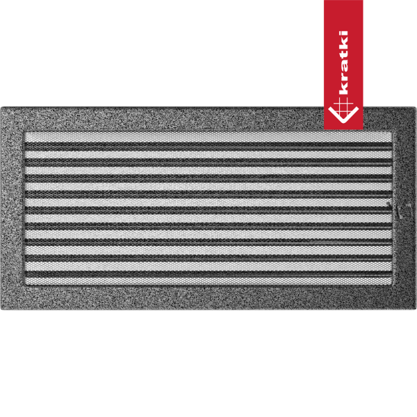 Kratka kominkowa 22x45 czarno-srebrna z żaluzją