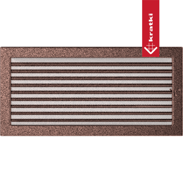 Kratka wentylacyjna 22x45 miedziana z żaluzją