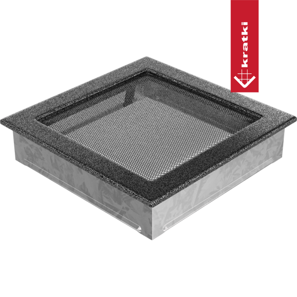 Kratka wentylacyjna kominkowa 22x22 czarno-srebrna