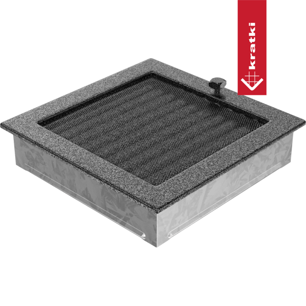 Kratka wentylacyjna kominkowa 22x22 czarno-srebrna z żaluzją