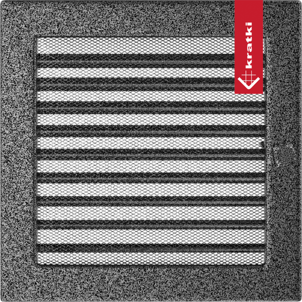 Kratka wentylacyjna kominkowa 22x22 czarno-srebrna z żaluzją