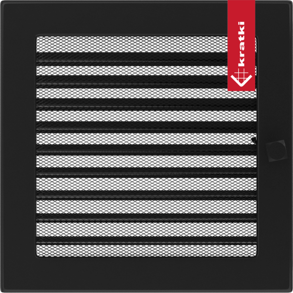 Kratka wentylacyjna kominkowa 22x22 czarna z żaluzją