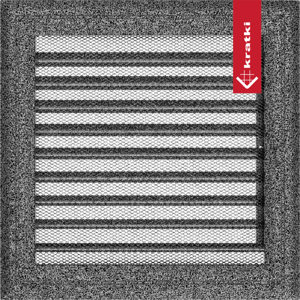 Kratka wentylacyjna kominkowa Oskar 22x22 czarno-srebrna z żaluzją