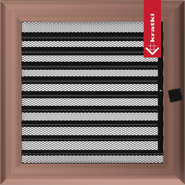 Kratka wentylacyjna kominkowa Oskar 22x22 miedziana z żaluzją