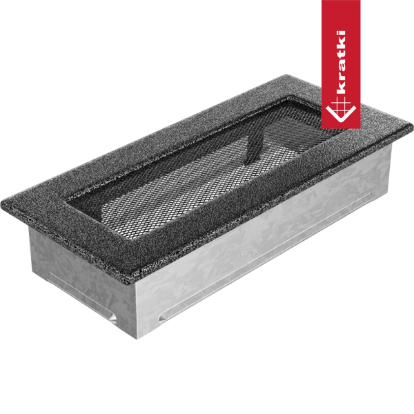 Kratka wentylacyjna kominkowa 11x24 czarno-srebrna