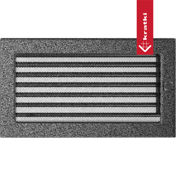 Kratka wentylacyjna kominkowa 17x30 czarno-srebrna z żaluzją