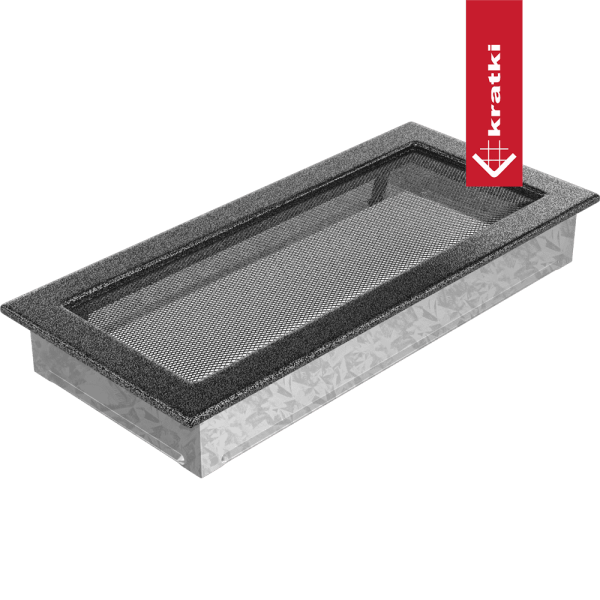 Kratka wentylacyjna kominkowa 17x37 czarno-srebrna