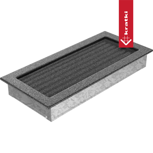 Kratka wentylacyjna kominkowa 17x37 czarno-srebrna z żaluzją