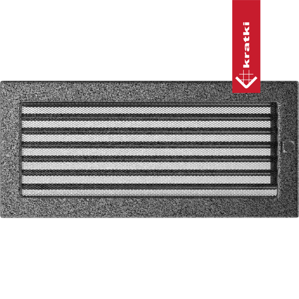 Kratka wentylacyjna kominkowa 17x37 czarno-srebrna z żaluzją
