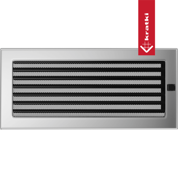 Kratka wentylacyjna kominkowa 17x37 niklowana z żaluzją
