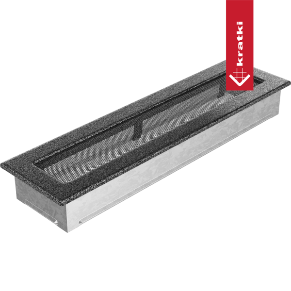 Kratka wentylacyjna kominkowa 11x42 czarno-srebrna