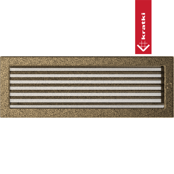 Kratka wentylacyjna kominkowa 17x49 czarno-złota z żaluzją