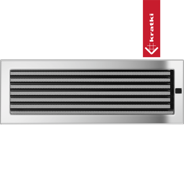 Kratka wentylacyjna kominkowa 17x49 niklowana z żaluzją