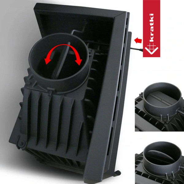 Kominek powietrzny żeliwny KRATKI AMELIA DECO prawy BS 21 kW Ø 200
