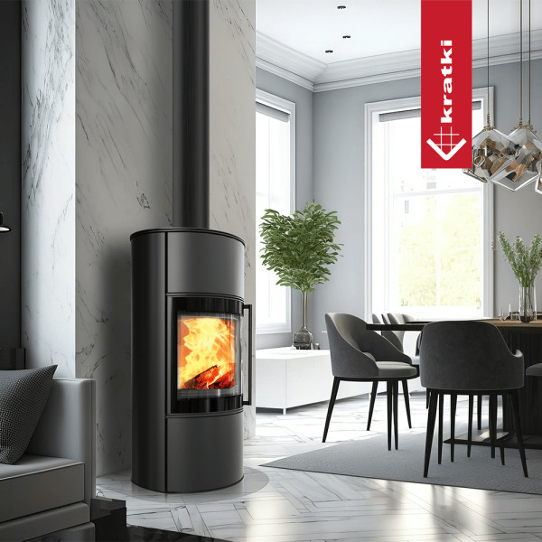 Piec stalowy KRATKI BJORN Wysoki 10 kW Ø 150
