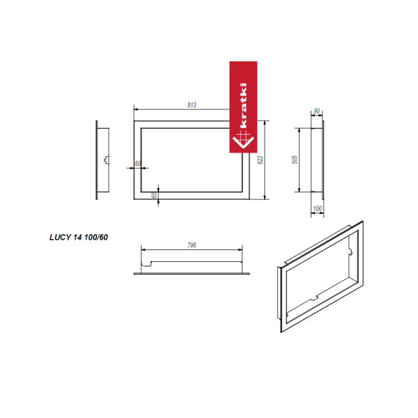Ramka stalowa 90° do LUCY/14,14/SLIM,PW/16/W