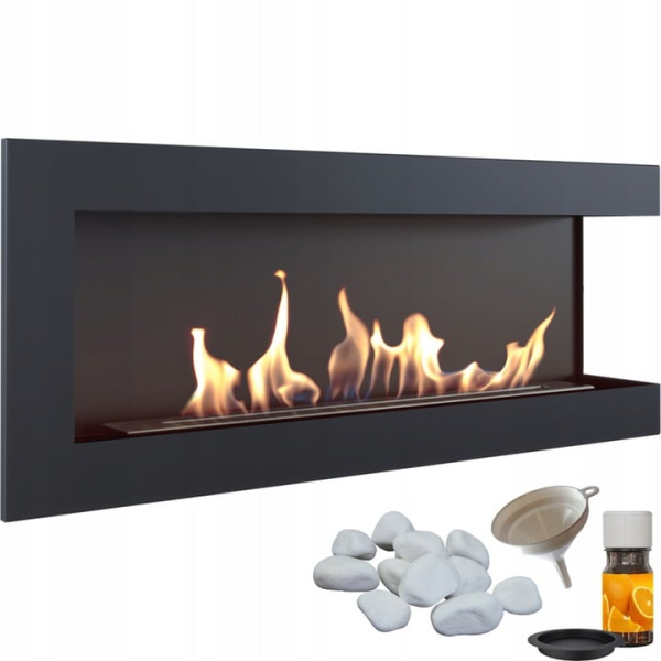 Biokominek wiszący DELTA 1200 prawy TÜV zestaw