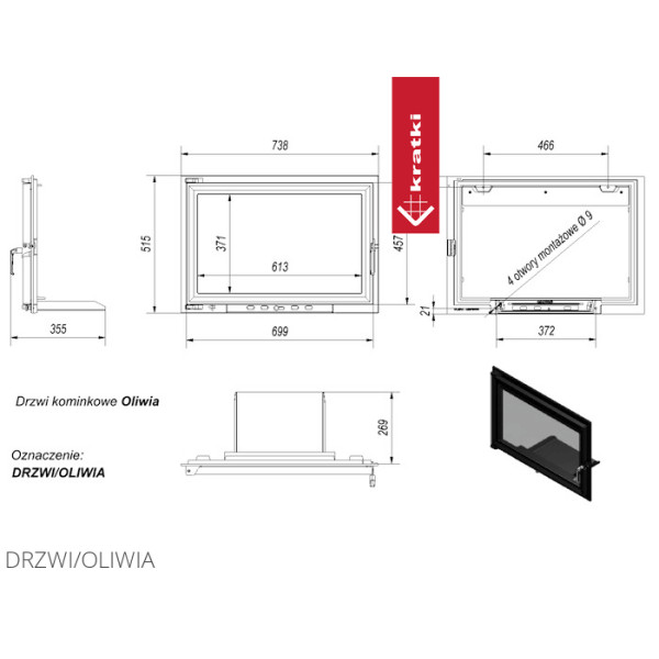 Drzwiczki żeliwne OLIWIA