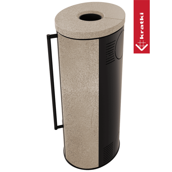 Piec wolnostojący KRATKI ERIK Ø 150 5,5 kW ozdobna ceramika akumulacyjna GOLD SATIN; pokrywa ceramiczna; z domykaniem