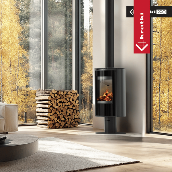Piec stalowy na nodze KRATKI ERIK Ø 150 5,5 kW