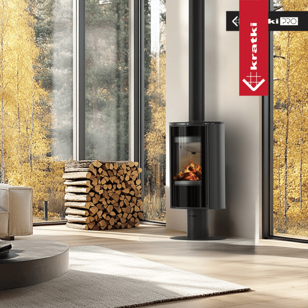 Piec stalowy na nodze KRATKI ERIK Ø 150 5,5 kW