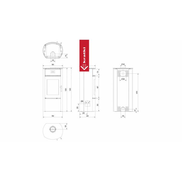Piec stalowy koza KRATKI FALCON W Ø 150 10 kW z domykaniem