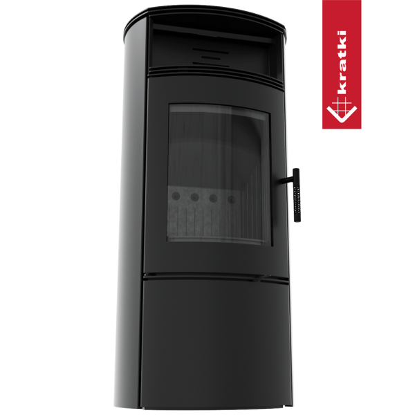 Piec stalowy koza KRATKI FALCON W Ø 150 10 kW czarne wyłożenie