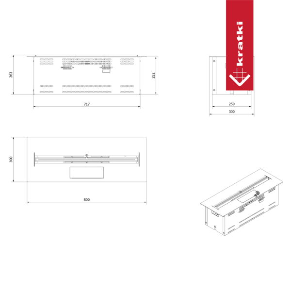 Biokominek automatyczny  FF700 BÅLSTIL długość palnika 70 cm
