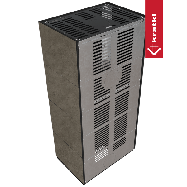 Kominek modułowy KRATKI FLOKI BOX lewy 8 kW Ø 160 zabudowa ze spieku FOKOS PIOKRATKI MBO