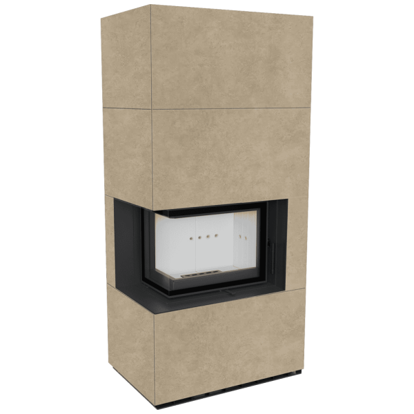 Kominek modułowy KRATKI FLOKI BOX lewy 8 kW Ø 160 zabudowa ze spieku FOKOS RENA