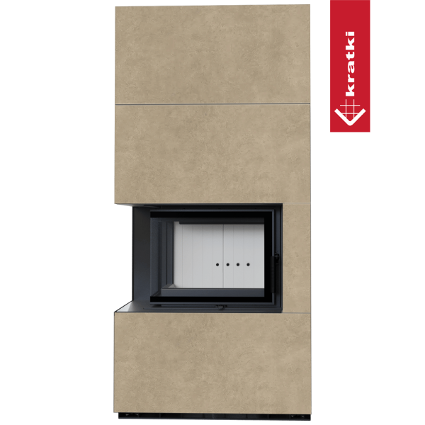 Kominek modułowy KRATKI FLOKI BOX lewy 8 kW Ø 160 zabudowa ze spieku FOKOS RENA