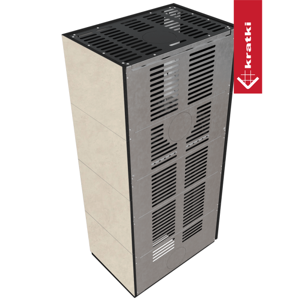 Kominek modułowy KRATKI FLOKI BOX lewy 8 kW Ø 160 zabudowa ze spieku FOKOS SALE