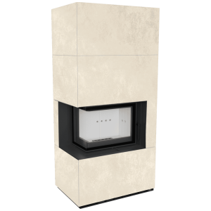 Kominek modułowy KRATKI FLOKI BOX lewy 8 kW Ø 160 zabudowa ze spieku OXIDE BIANCO