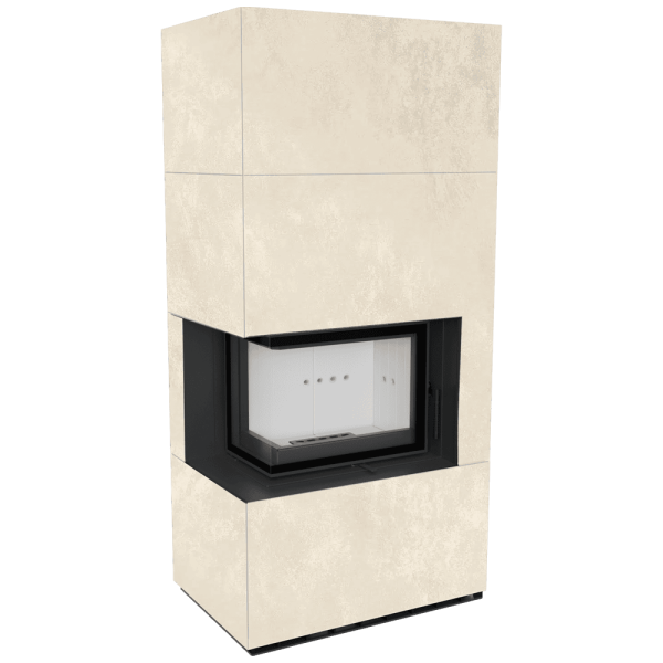 Kominek modułowy KRATKI FLOKI BOX lewy 8 kW Ø 160 zabudowa ze spieku OXIDE BIANCO
