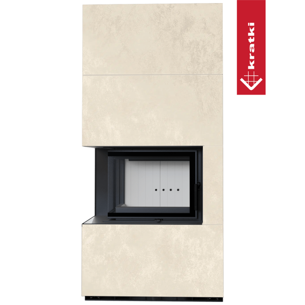 Kominek modułowy KRATKI FLOKI BOX lewy 8 kW Ø 160 zabudowa ze spieku OXIDE BIANCO