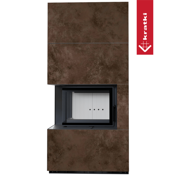 Kominek modułowy KRATKI FLOKI BOX lewy 8 kW Ø 160 zabudowa ze spieku OXIDE MORO