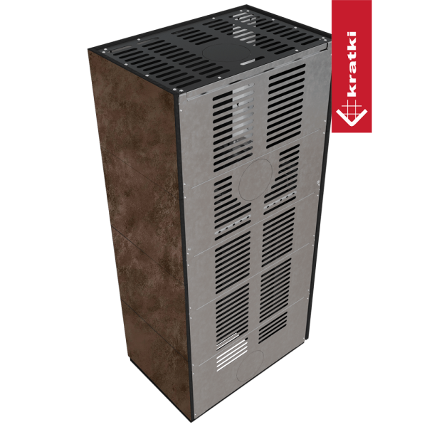 Kominek modułowy KRATKI FLOKI BOX lewy 8 kW Ø 160 zabudowa ze spieku OXIDE MORO