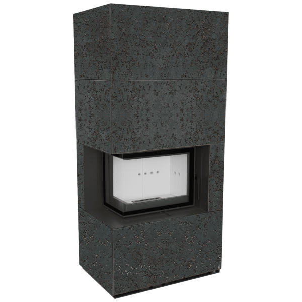 Kominek modułowy KRATKI FLOKI BOX lewy 8 kW Ø 160 zabudowa ze spieku OXIDE NERO
