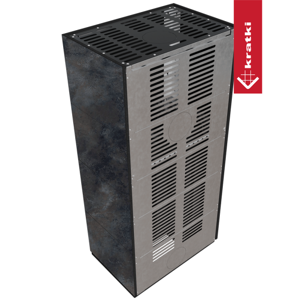 Kominek modułowy KRATKI FLOKI BOX lewy 8 kW Ø 160 zabudowa ze spieku OSSIDO NERO