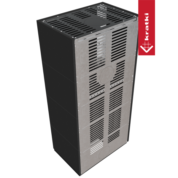 Kominek powietrzny KRATKI FLOKI lewy 8 kW Ø 160 w zabudowie modułowej ZIMBKRATKI ABWE NERO
