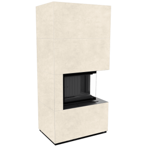 Kominek modułowy KRATKI FLOKI BOX prawy 8 kW Ø 160 zabudowa ze spieku FOKOS TALCO czarne wyłożenie