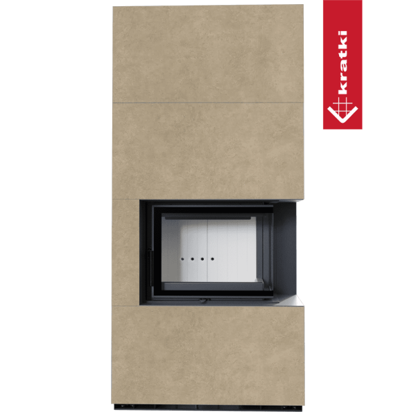 Kominek modułowy KRATKI FLOKI BOX prawy 8 kW Ø 160 zabudowa ze spieku FOKOS RENA