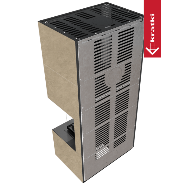 Kominek modułowy KRATKI FLOKI BOX prawy 8 kW Ø 160 zabudowa ze spieku FOKOS RENA