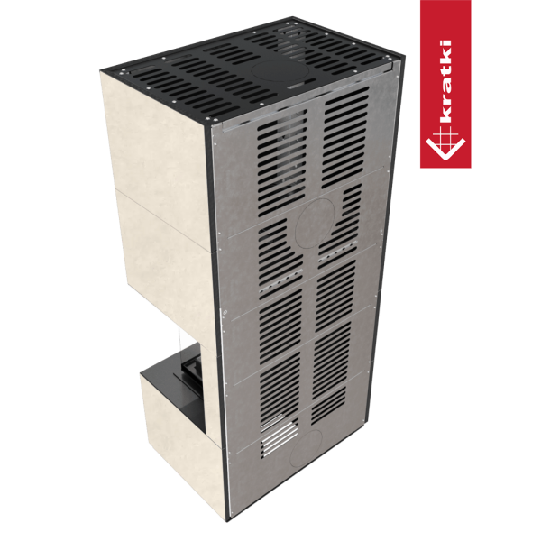 Kominek modułowy KRATKI FLOKI BOX prawy 8 kW Ø 160 zabudowa ze spieku FOKOS TALCO